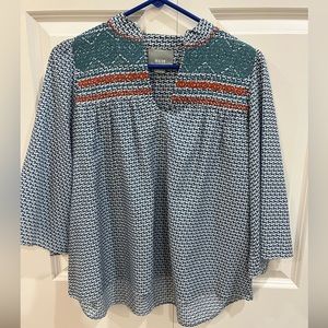 Maeve- long sleeve blouse, size S, fun pattern